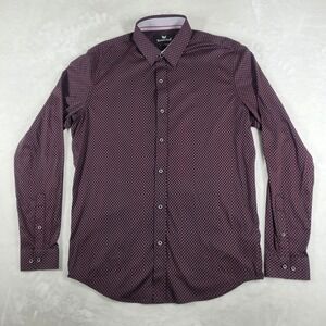 Butter Cloth Shirt Men's Large Tall Red Button Up Long Sleeve Geometric‎ Comfort